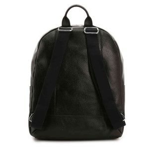 Black Cole Haan Mens Saunders Leather Zip Top Backpack